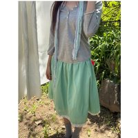 Chic Anti-Aging Lace Splicing Midi Skirt Women's Japanese Retro Style A-Line Skirt Versatile Korean Version Commute Style
