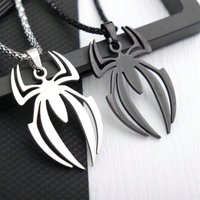 Spider Shape Cosplay Necklace Men Stainless Steel Pendant Chain Choker Jewelry Accessories Props Gift