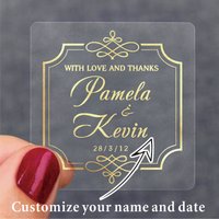 Personalized Interwoven First Letter Wedding Stickers, Couple Name Stickers, Office Label Stickers, Luxury Gold Foil Labels, Etc