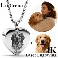 Pet Ashes Necklace for Dog, Engravable Memorial Hair Keepsake Pendant - Stainless Steel Pet Loss Jewlery Gift for Women and Men