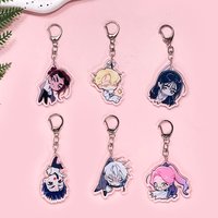1/6Pcs Anime Characters Alien Stage Acrylic Keychain Cute Backpack Pendant Funny Bag Charms Accessories Decoration Holiday Gifts