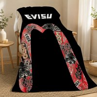 Evisu Fashion Throw 240g flannel blanket, suitable for sofas, beds, offices, exquisite gift blankets