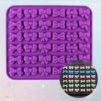 Silicone Candy Mold with Purple Bow, Cute Chocolate Mold with 36 Cavities for Making Candies and Gummies, Baking Cakes, Flexible Kitchen Baking Tool