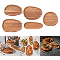 Wood Dinner Plates Irregular Oval Serving Tray Fruit Dishes Dry Fruit Sushi Tea Tray Bread Wooden Plate Home Decoration