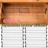 2/4/6Pcs Adjustable Expandable Drawer Dividers Creative Secure Fit Drawer Divider Organizers Save Space Punch-free