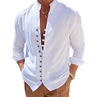 Nouveau printemps automne chemise décontractée ample hommes couleur unie à manches longues chemise bouton chemises Vintage grande taille