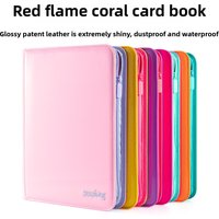 Sanseking Binder na Karty z Zamkiem Błyskawicznym, 9 Kieszeni | Różowy Błyszczący Album z Skóry PU do Przechowywania i Kolekcjonowania Kart Pokémon, Yu-Gi-Oh TCG