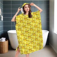Potdemiel Pikachu Hooded Beach Towel Flat Print Pokemon Yellow Microfiber Soft Poncho Bath Robe Quick Dry for Kids Adults