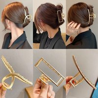 2026 New Women Elegant Gold Silver Hair Clip Hollow Geometric Metal Hair Claw Headband Crab Hair Clips Fashion Hair Accessories