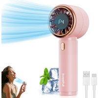 Portable Mini Handheld Fan LED Display Air Cooler 5-Speed Adjustment USB Rechargeable Battery Travel Outdoor Camping Fan