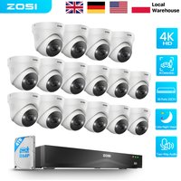 ZOSI 4K PoE CCTV-Kamera Komplettsystem-Kit 16-Port 32CH Dual-Disk NVR 2-Wege-Audio 8MP Videoüberwachung Heim- und Geschäftssicherheit Innen- und Außenbereich