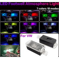 2X For VW Scirocco Tiguan Touareg Passat B5 B6 CC Sharan 7N Transporter LED Car Footwell Lamp Atmosphere Light Bulbs Accessories