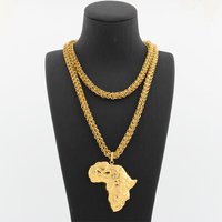 Map of Africa Pendant with 100cm Chain Women Men Big Size Gold Plated Neckalce Pendant Dubai African Fashion Jewelry Accessory