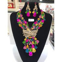 Women Luxury Necklaces Set Wedding Delicate Fashion Jewelery Set Crystal Rhinestone Earrings Jewelry Sets