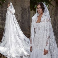 Gorgeous Customized Lace Appliques Wedding Floor Length Cape Jacket Wraps Bridal Shawl Wedding Accessories