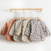 Baby Kids Toddler Long Sleeve Scarf Waterproof Art Smock Feeding Bib Apron Pocket Infant Boys Girls Burp Cloth Bandana Bibs