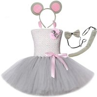 Graue Maus Kostüme Mädchen Tutu Kleid Kinder Tierkostüm Kinder Halloween Kleider für Mädchen Babykleidung für Geburtstagsfeier