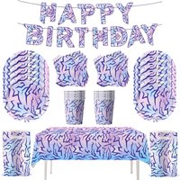Kpop Lightning Pattern Theme Birthday Party Decorations, Disposable Tableware Tablecloth Banner Napkin Party Supplies