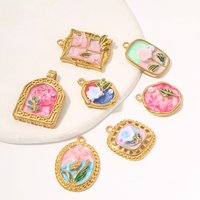 3pcs Stainless Steel Enamel Flower Charms For Jewelry Necklace Bracelet Findings DIY Colorful Pendant Jewelry Material Supplies