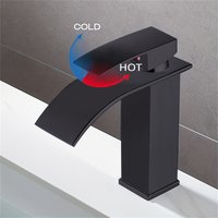 Modern Light Luxury Black Waterfall Spout Faucet, Universal Single Hole Anti-Splash Bathroom Sink Tap