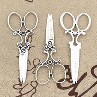 5pcs Charms Sewing Scissors 61x25mm Antique Making Pendant fit,Vintage Tibetan Bronze Silver color,DIY Handmade Jewelry