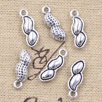 20pcs Charms Nut Peanut 18x6mm Antique Bronze Silver Color Pendants Making DIY Handmade Tibetan Finding Jewelry