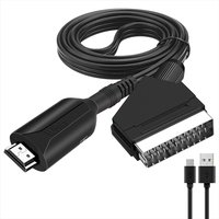 1080P HD HDMI-compatible to SCART Video Audio Upscale Converter Adapter cable with USB Cable for HDTV Sky Box STB DVD