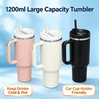 Portable Large 40oz Second Gen Insulated Tumbler Steel Car Mug with Handle Straw Long Lasting Cold Retention Travel Accessory