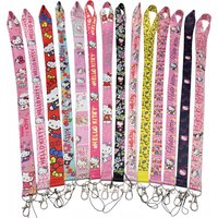 Sanrio Cute Hello Kitty Keychain ID Broch Hanging Rope Cartoon Cat Phone Neck with Keychain Phone Accessories
