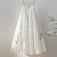 White midi skirt with a sense of drape for autumn women 2025 new style super fairy new Chinese style A-line long skirt