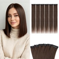 6Pcs Mini Clip In Hair Extensions Real Human Hair Extensions for Short Hair Seamless Hairpieces for Women 12" 16" 30G Dark Brown