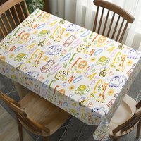 Cute Space Dinosaur Pattern Polyester Tablecloth - Fun Dining Table Cover, Lovely Home Party & Kids Room Table Decoration