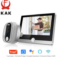 KAK Wifi Smart Door Bell Camera 4.3" Video Door Peephole Door Viewer 170 Degree Motion Detection Tuya APP Alexa Google Assistant