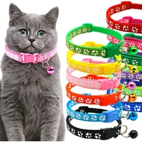 1/5Pcs Adjustable Footprint Pet Collar with Bell, Cute Soft Neck Collar for Puppy Small Dog Kitten Cat Daily Wear
