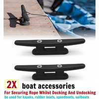 2pcs Black Nylon 2 Hole Cleats - Marine Boat Deck Rope Tie Down Dock Fastening For Kayaks, Rubber Boats, Speedboats, Sailboats,
