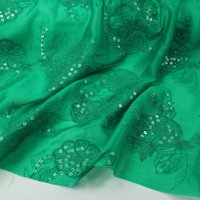 Lyocell linen Fabric for Shirt Cheongsam Grass Green Sequin Embroidery Sheer Lightweight Fashion Apparel Crafts Materials