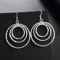 Charm 925 Sterling Silver Fashion Three Circle Big Earrings for Women High Quality Jewelry Party Gift Drop Earring Wedding