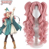 Yansywig Synthetic Hair Tetia Cosplay Wigs Anime Witch Hat Atelier Tetia Halloween 86cm Wavy Pink Ponytail Wig Heat Resistant