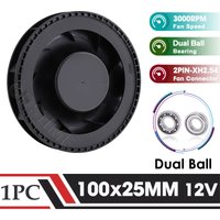 1Pcs Gdstime DC 12V Fan 100mm 100mmx100mmx25mm New Centrifugal Turbo Cooler Fan 10cm 100x25mm Dual Ball Turbo Blower Fan