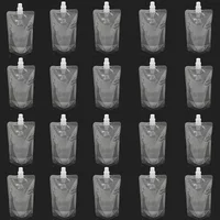 250ml 100pcs 8oz Transparent Stand up Spout Beverage Bag Plastic Spout Storage Pouch for Party Wedding Juice Beer with Funnels
