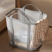 Foldable Laundry Basket with Handle, Breathable Folding Beach Bag, Space-Saving Travel Pouch, Durable Mesh Material, Perfect for