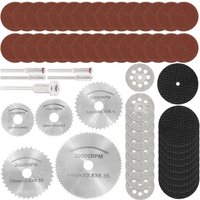 60Pcs Mini Circular Saw Blade Set Sanding Grinding Wheel Cutting Disc for Dremel Accessories Metal Cutting Rotary Tools