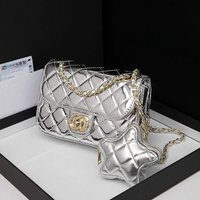 ZAMP Luxury Leather Diamond Grid Chain Single Shoulder Bag Women's Fashionable Crossbody Bag Elegant Simple Style Handbag