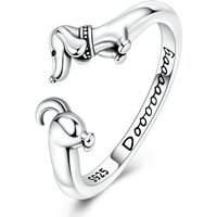 Original 925 Sterling Silver Dachshund Open Rings For Women Girls Jewelry Birthday Anniversary Gifts