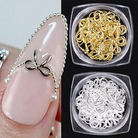1/2Jar Metal Willow Bows Nail Art Charms 3D Gold Silver Bowknot Design DIY Decoration Elegant Metallic Jewelry Manicure Accesso