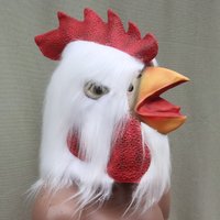 Realistic Plush Chicken Head Mask Soft Latex Rooster Mask for Adult Halloween Masquerade & Fancy Dress