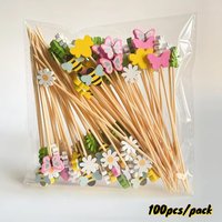 100pcs Cute Attracting Bees Butterflies Disposable Fruit Decoration And Cocktail Tag for Bar, Birthday Party, Dessert Cake Decor