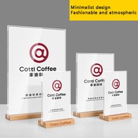 Wooden bottom/acrylic surface L-shaped T-shaped universal dining table double-sided label display board A4A5A6