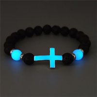 Hot selling volcanic stone glow-in-the-dark vintage bracelet multi-colored luminous cross bracelet ornaments charm bracelet