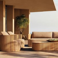 nvModern Simple Courtyard Villa Garden Outdoor Waterproof Sunscreen Anticorrosive Durable Teak Sofa Outdoor Furniture&